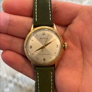 Bulova Green Leather Strap Watch